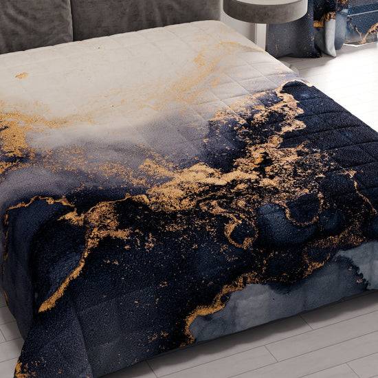 PETTI Trapuntino Copriletto Primaverile Autunnale In Stampa Digitale Marble Blu