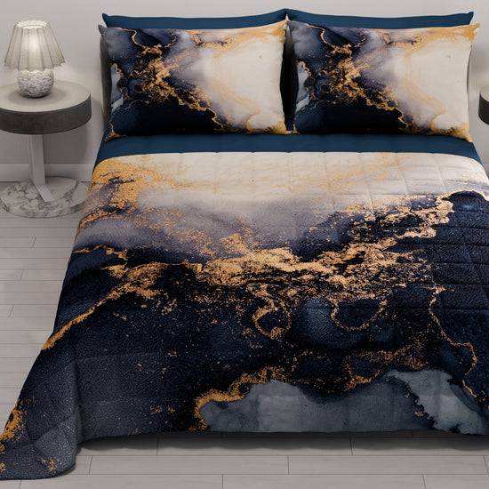 PETTI Trapuntino Copriletto Primaverile Autunnale in Stampa Digitale Marble Blu