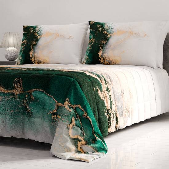PETTI Trapuntino Copriletto Primaverile Autunnale In Stampa Digitale Marble Smeraldo