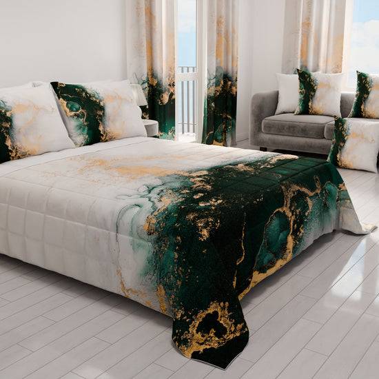 PETTI Trapuntino Copriletto Primaverile Autunnale In Stampa Digitale Marble Smeraldo