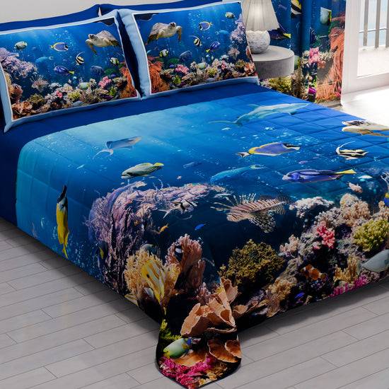 PETTI Trapuntino Copriletto Primaverile Autunnale In Stampa Digitale Acquario