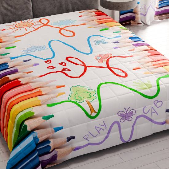 PETTI Trapuntino Copriletto Primaverile Autunnale In Stampa Digitale Matite