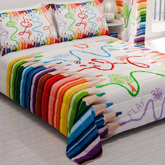 PETTI Trapuntino Copriletto Primaverile Autunnale In Stampa Digitale Matite