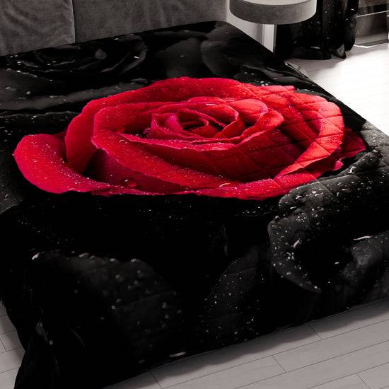 PETTI Trapuntino Copriletto Primaverile Autunnale In Stampa Digitale Black Roses