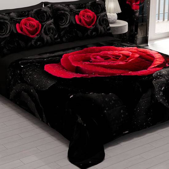PETTI Trapuntino Copriletto Primaverile Autunnale In Stampa Digitale Black Roses