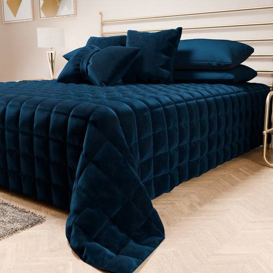 PETTI Trapuntino Copriletto Primaverile Autunnale In Velluto Double Face Blu