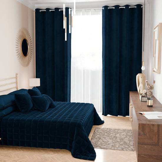 PETTI Trapuntino Copriletto Primaverile Autunnale In Velluto Double Face Blu