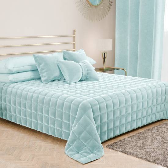 PETTI Trapuntino Copriletto Primaverile Autunnale In Velluto Double Face Celeste