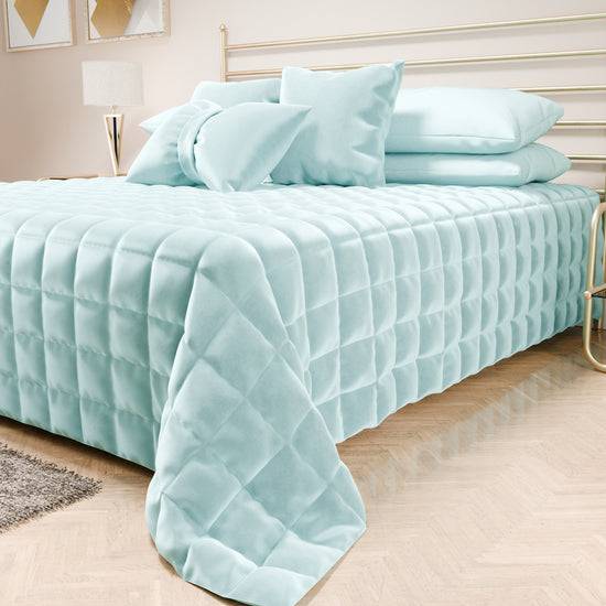 PETTI Trapuntino Copriletto Primaverile Autunnale In Velluto Double Face Celeste