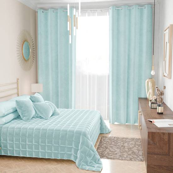 PETTI Trapuntino Copriletto Primaverile Autunnale In Velluto Double Face Celeste