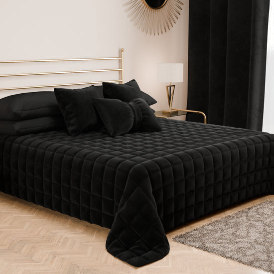 PETTI Trapuntino Copriletto Primaverile Autunnale In Velluto Double Face Nero