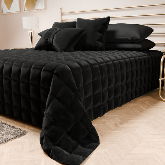 PETTI Trapuntino Copriletto Primaverile Autunnale In Velluto Double Face Nero