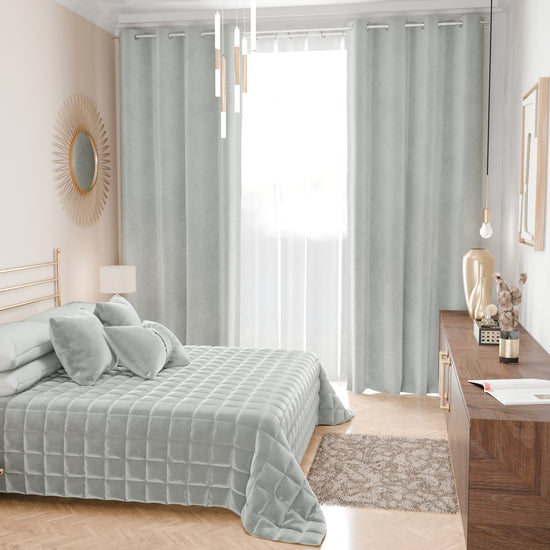 PETTI Trapuntino Copriletto Primaverile Autunnale In Velluto Double Face Grigio Chiaro