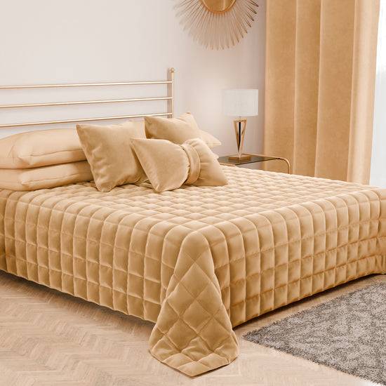 PETTI Trapuntino Copriletto Primaverile Autunnale In Velluto Double Face Oro