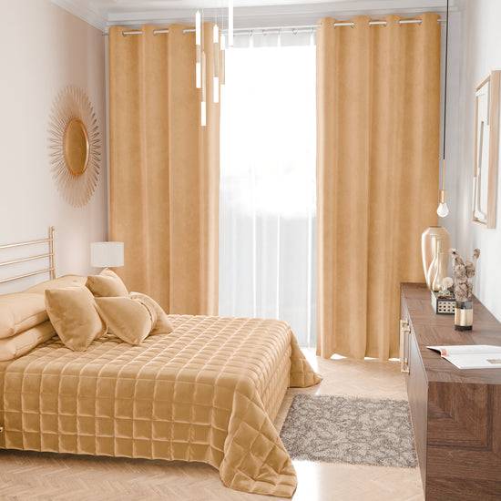 PETTI Trapuntino Copriletto Primaverile Autunnale In Velluto Double Face Oro