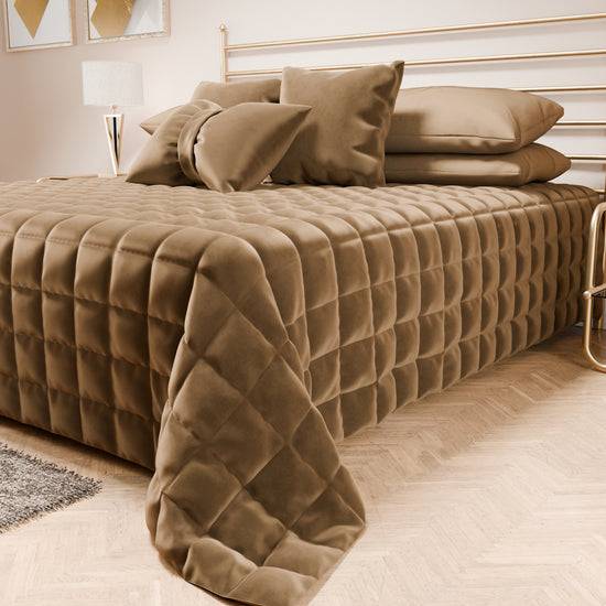 PETTI Trapuntino Copriletto Primaverile Autunnale In Velluto Double Face Tortora