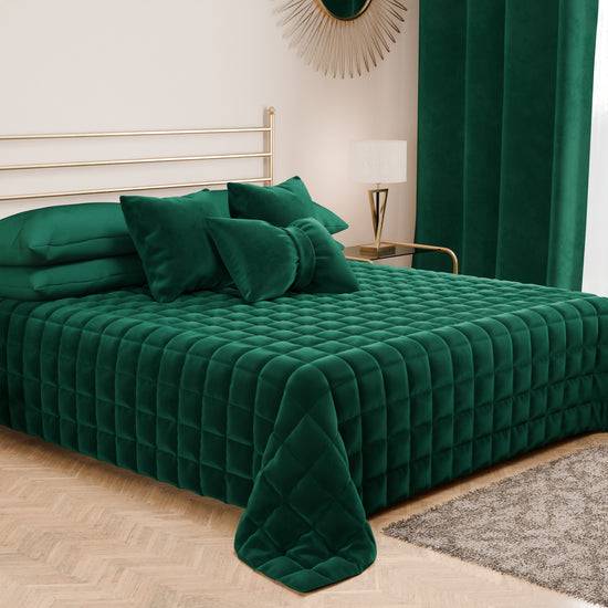 PETTI Trapuntino Copriletto Primaverile Autunnale In Velluto Double Face Smeraldo