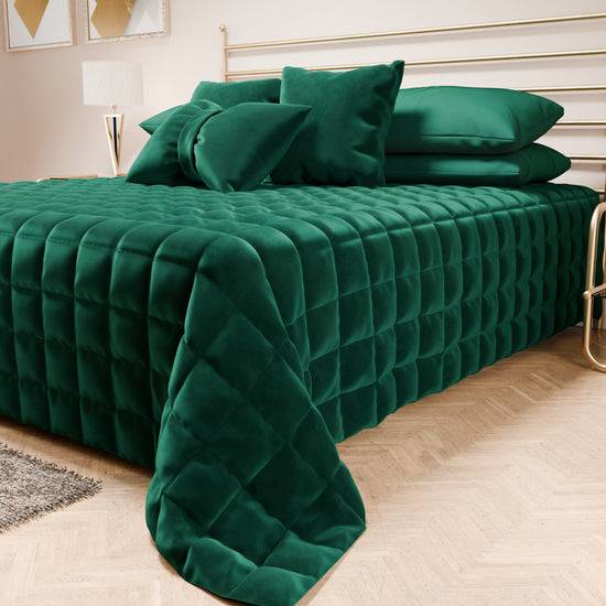 PETTI Trapuntino Copriletto Primaverile Autunnale In Velluto Double Face Smeraldo