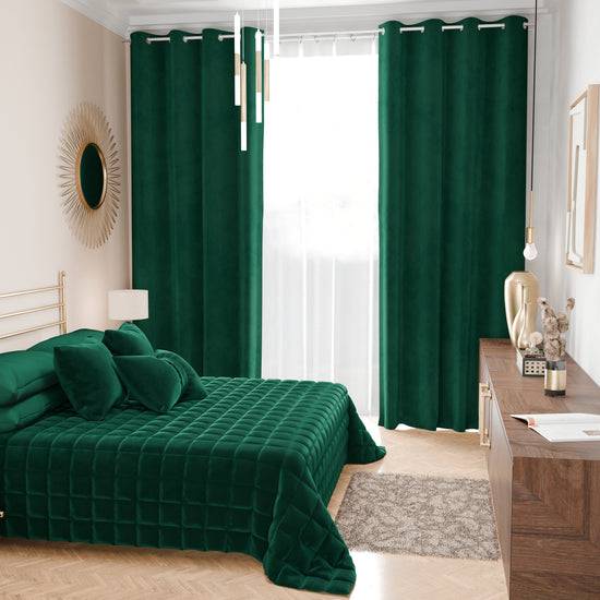 PETTI Trapuntino Copriletto Primaverile Autunnale In Velluto Double Face Smeraldo