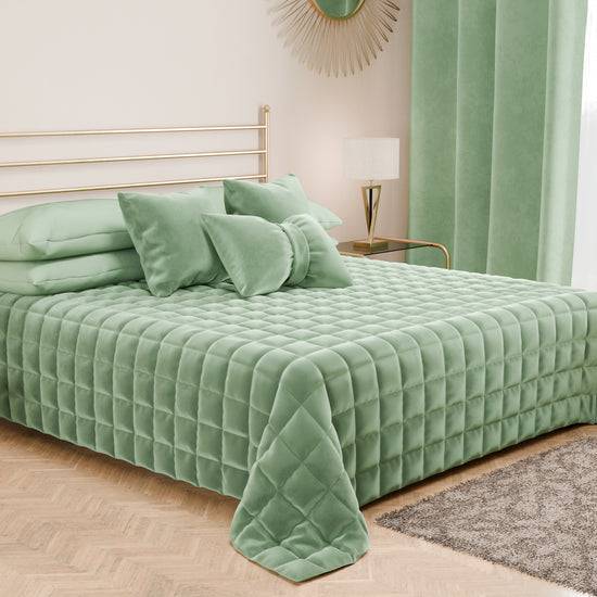 PETTI Trapuntino Copriletto Primaverile Autunnale In Velluto Double Face Salvia