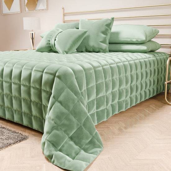 PETTI Trapuntino Copriletto Primaverile Autunnale In Velluto Double Face Salvia