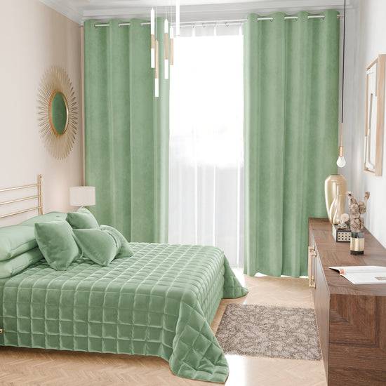 PETTI Trapuntino Copriletto Primaverile Autunnale In Velluto Double Face Salvia