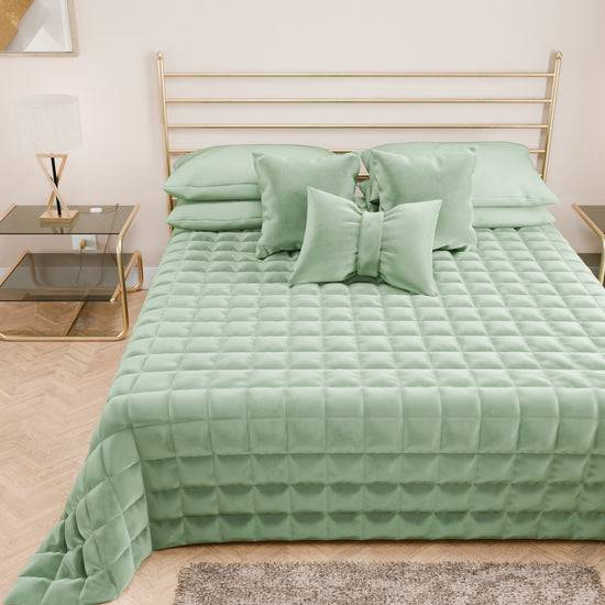 PETTI Trapuntino Copriletto Primaverile Autunnale in Velluto Double Face Salvia