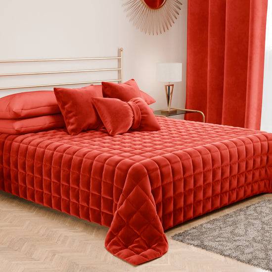 PETTI Trapuntino Copriletto Primaverile Autunnale In Velluto Double Face Rosso