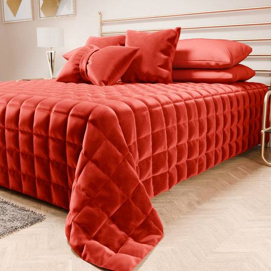 PETTI Trapuntino Copriletto Primaverile Autunnale In Velluto Double Face Rosso