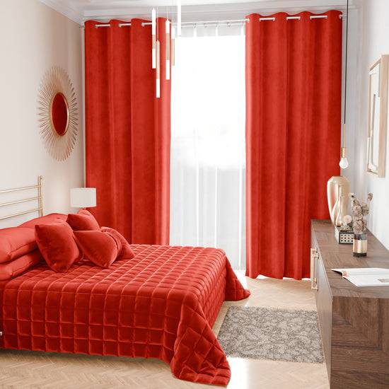 PETTI Trapuntino Copriletto Primaverile Autunnale In Velluto Double Face Rosso