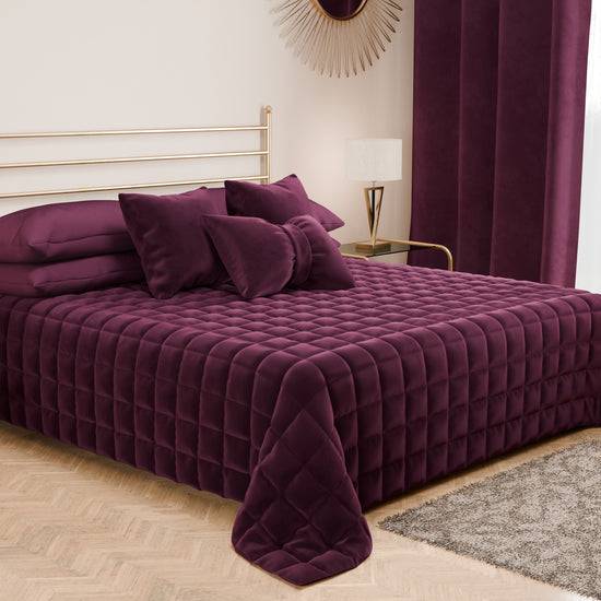 PETTI Trapuntino Copriletto Primaverile Autunnale In Velluto Double Face Prugna