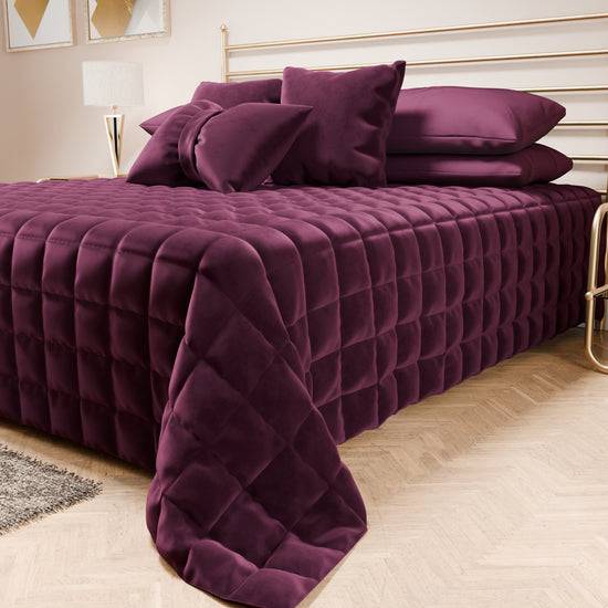 PETTI Trapuntino Copriletto Primaverile Autunnale In Velluto Double Face Prugna