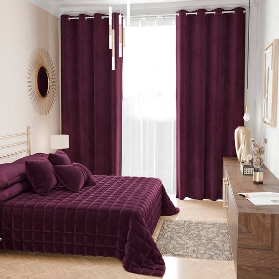 PETTI Trapuntino Copriletto Primaverile Autunnale In Velluto Double Face Prugna