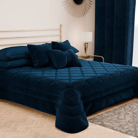 PETTI Trapuntino Primaverile In Velluto Da Corredo Piazzato Blu