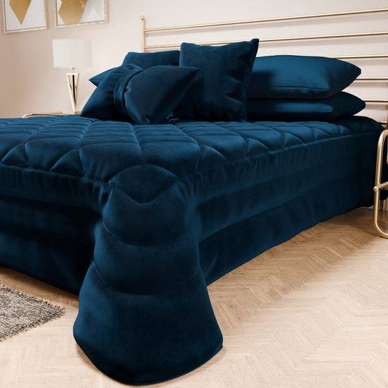 PETTI Trapuntino Primaverile In Velluto Da Corredo Piazzato Blu