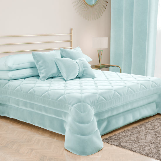 PETTI Trapuntino Primaverile In Velluto Da Corredo Piazzato Celeste