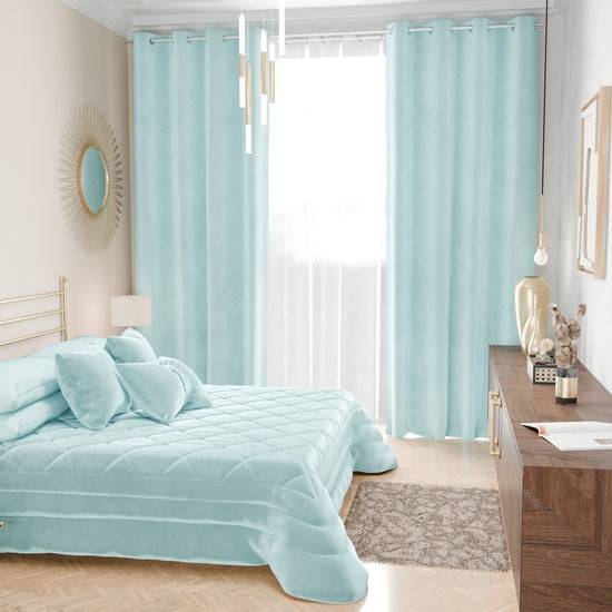 PETTI Trapuntino Primaverile In Velluto Da Corredo Piazzato Celeste