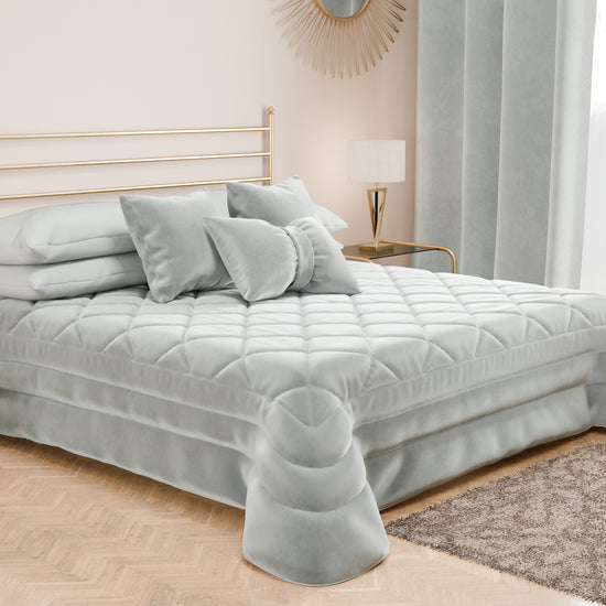 PETTI Trapuntino Primaverile In Velluto Da Corredo Piazzato Grigio Chiaro