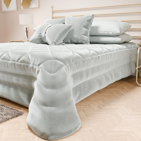 PETTI Trapuntino Primaverile In Velluto Da Corredo Piazzato Grigio Chiaro