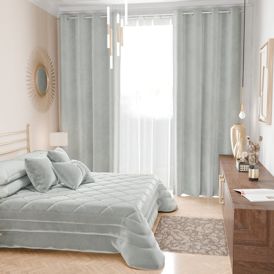 PETTI Trapuntino Primaverile In Velluto Da Corredo Piazzato Grigio Chiaro