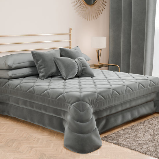 PETTI Trapuntino Primaverile In Velluto Da Corredo Piazzato Grigio Scuro