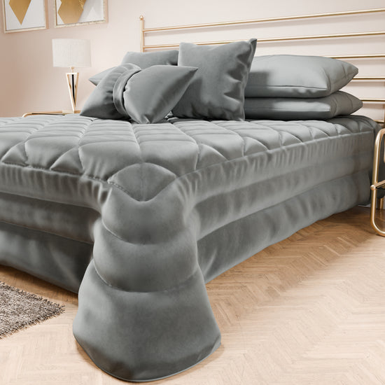 PETTI Trapuntino Primaverile In Velluto Da Corredo Piazzato Grigio Scuro