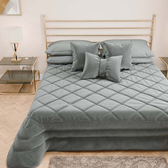 PETTI Trapuntino Primaverile in Velluto da Corredo Piazzato Grigio Scuro