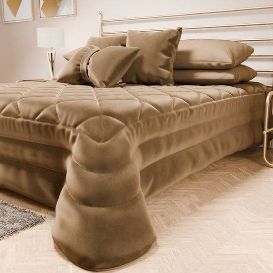 PETTI Trapuntino Primaverile In Velluto Da Corredo Piazzato Tortora