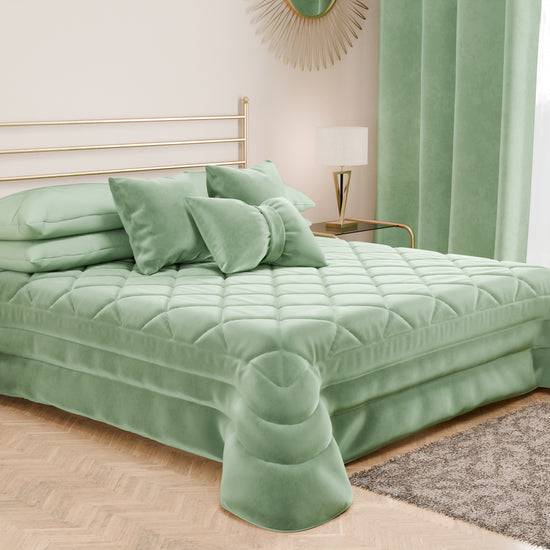 PETTI Trapuntino Primaverile In Velluto Da Corredo Piazzato Salvia