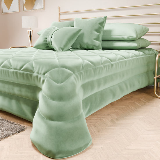 PETTI Trapuntino Primaverile In Velluto Da Corredo Piazzato Salvia