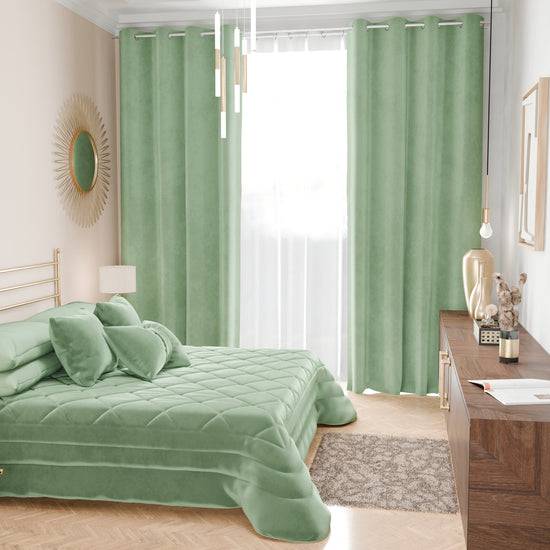 PETTI Trapuntino Primaverile In Velluto Da Corredo Piazzato Salvia