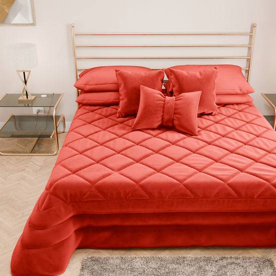 PETTI Trapuntino Primaverile in Velluto da Corredo Piazzato Rosso