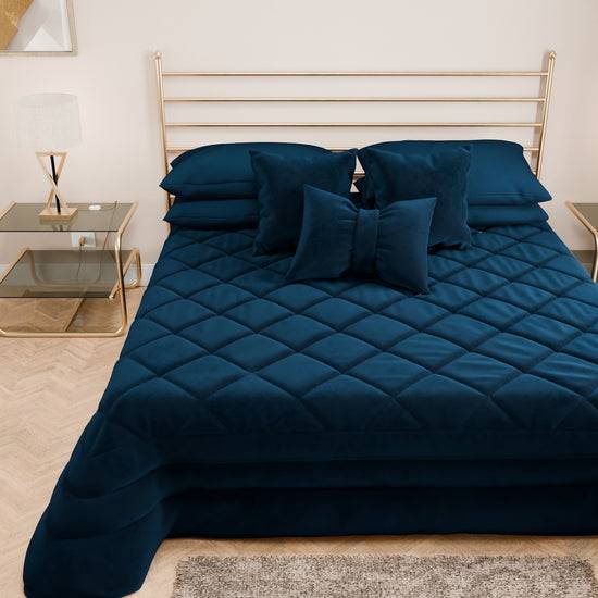 PETTI Trapuntino Primaverile in Velluto da Corredo Piazzato Blu