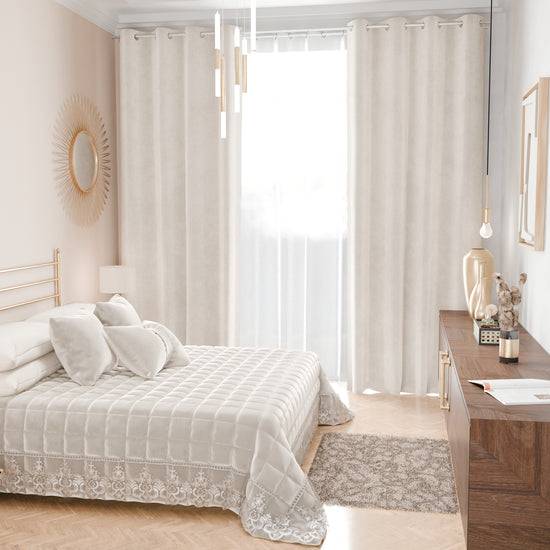 PETTI Trapuntino Primaverile In Velluto E Balza Con Pizzo Rebrodè Bianco